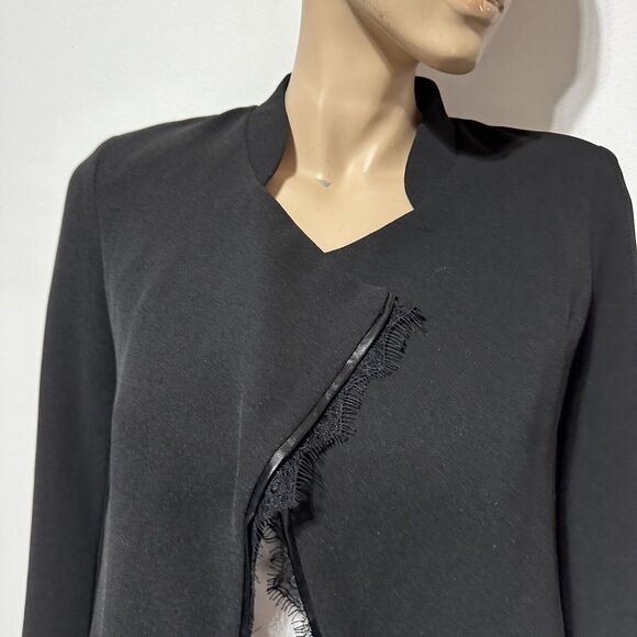 Elevenses Anthropologie Dimmet Drape Topper Jacket Lace Trim Black Blazer S NWT - Picture 4 of 11